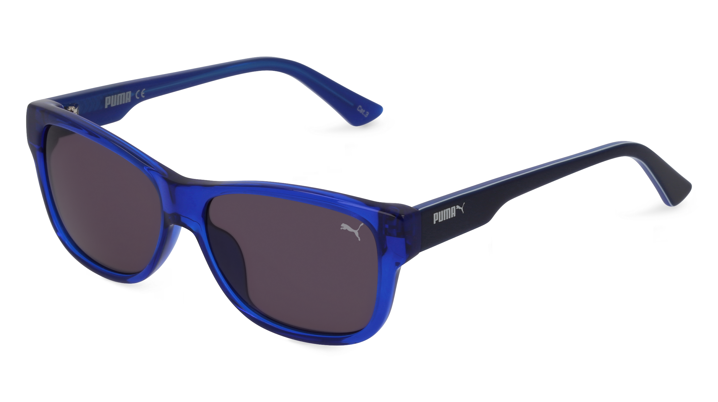 PUMA PJ 0004 S | Unisex-Sonnenbrille | Eckig | Fassung: Kunststoff Blau | Glasfarbe: Grau