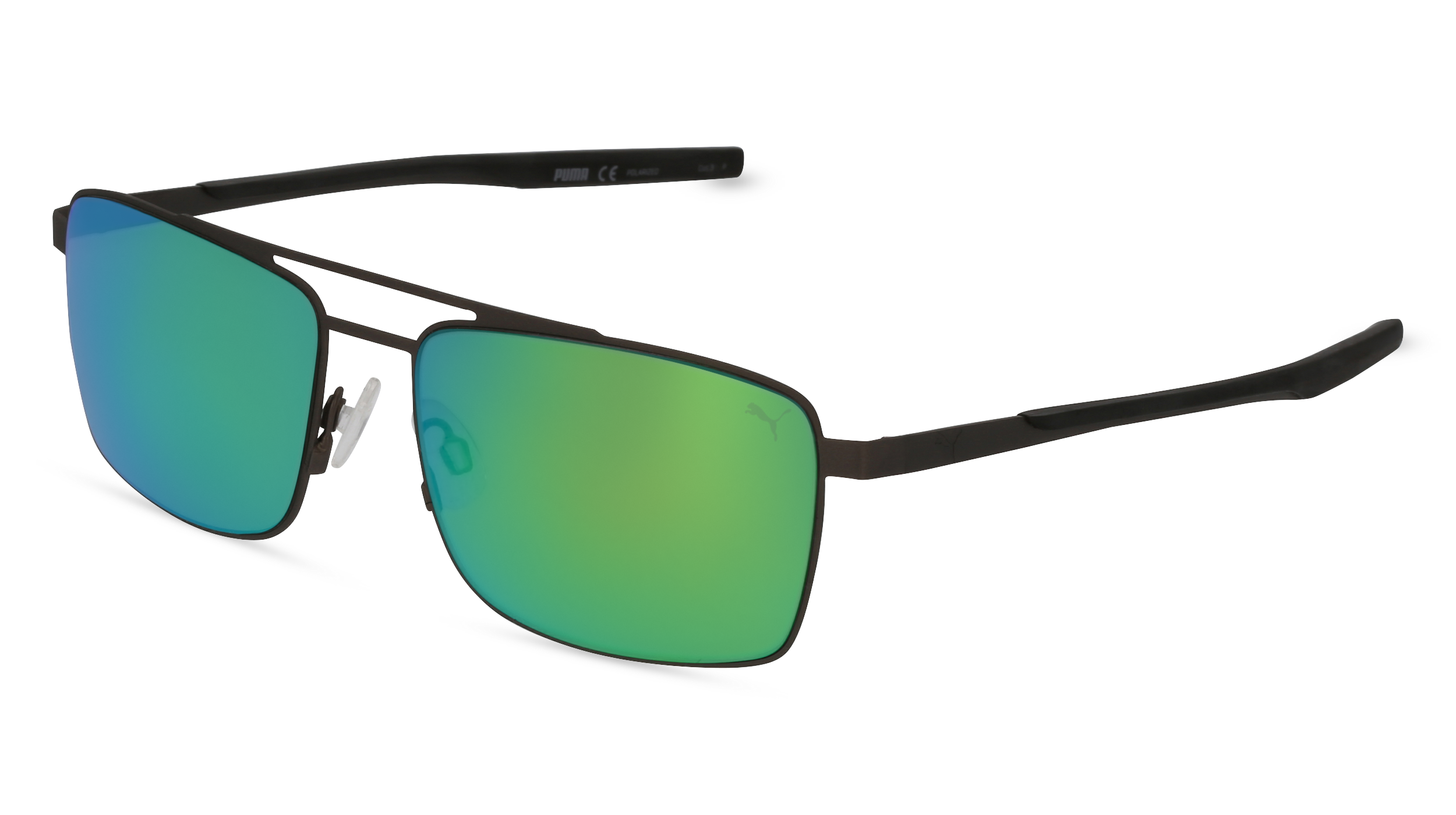 PUMA PU0222S | Herren-Sonnenbrille | Eckig | Fassung: Kunststoff Grau | Glasfarbe: Grün