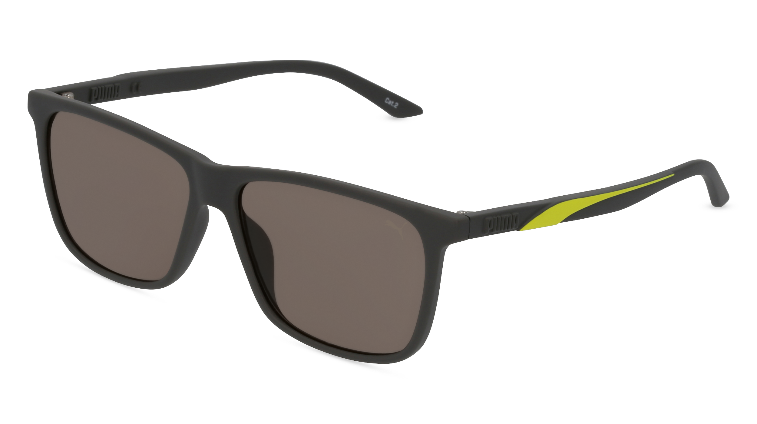 PUMA PU0322S | Herren-Sonnenbrille | Eckig | Fassung: Kunststoff Schwarz | Glasfarbe: Grau