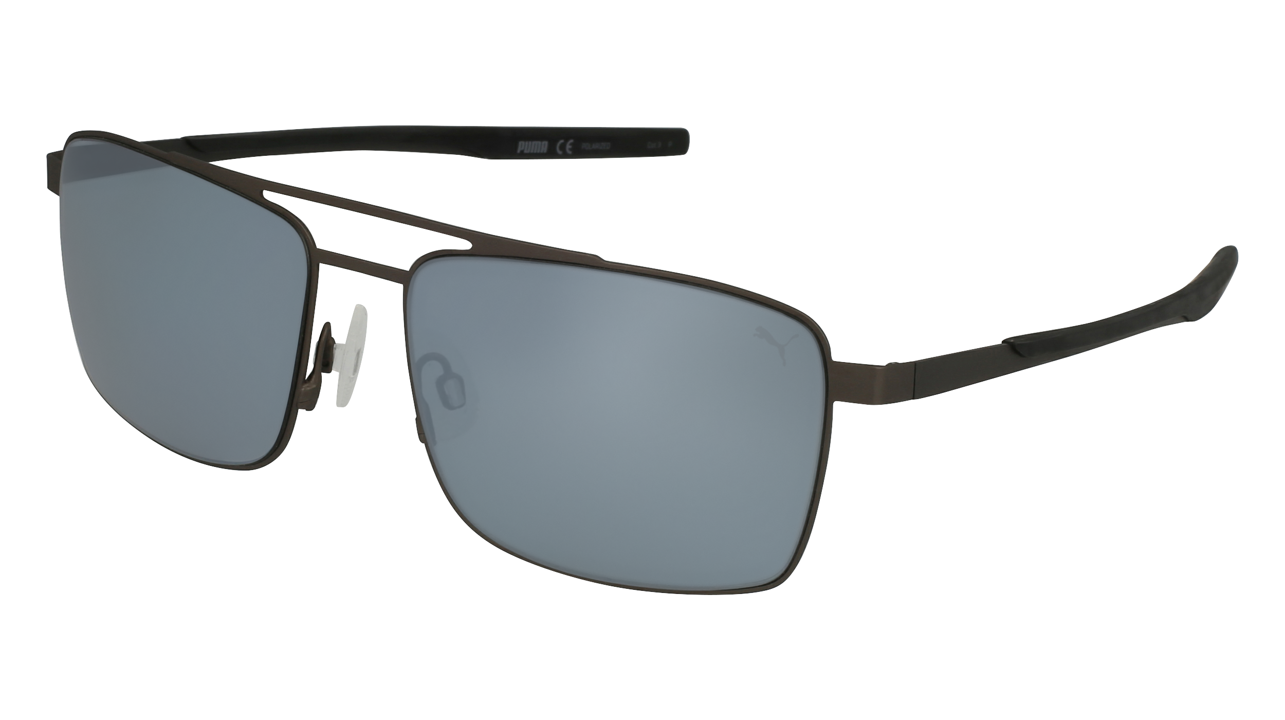 PUMA PU0222S | Herren-Sonnenbrille | Eckig | Fassung: Kunststoff Schwarz | Glasfarbe: Silberfarben