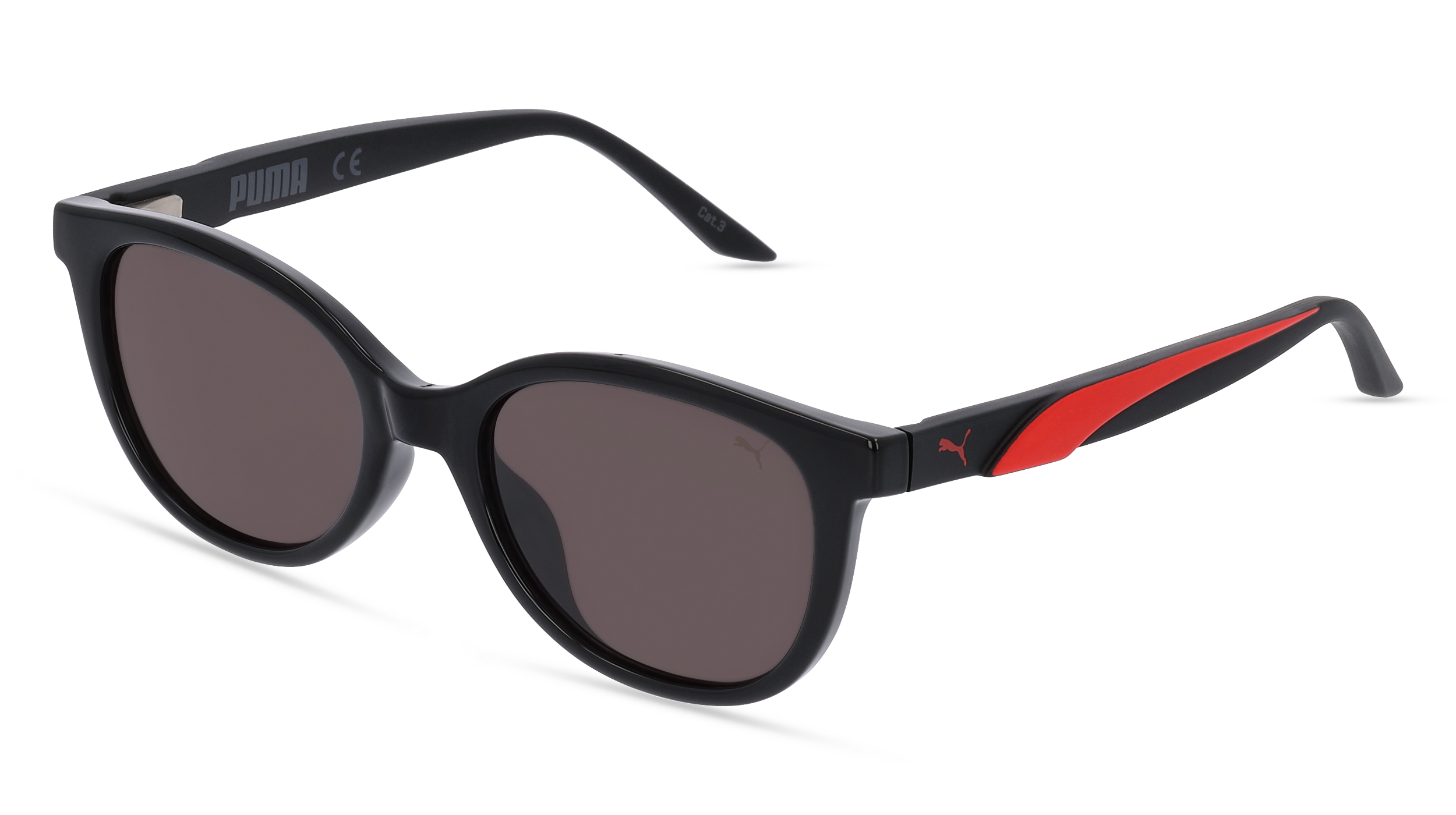 PUMA PJ0052S | Unisex-Sonnenbrille | Oval | Fassung: Kunststoff Schwarz | Glasfarbe: Grau