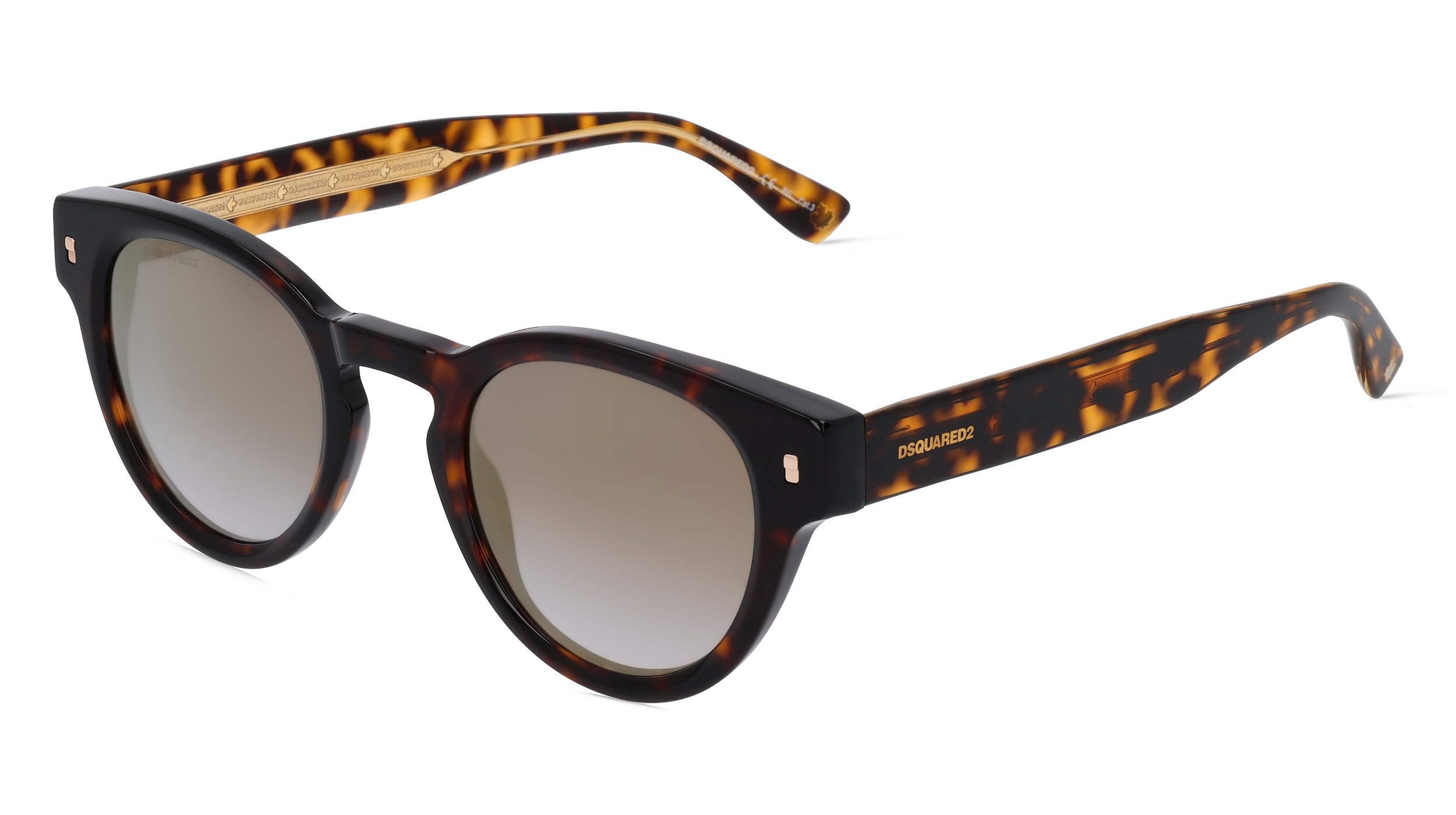 DSQUARED2 D2 0077/S | Herren-Sonnenbrille | Rund | Fassung: Kunststoff Havanna | Glasfarbe: Gelb