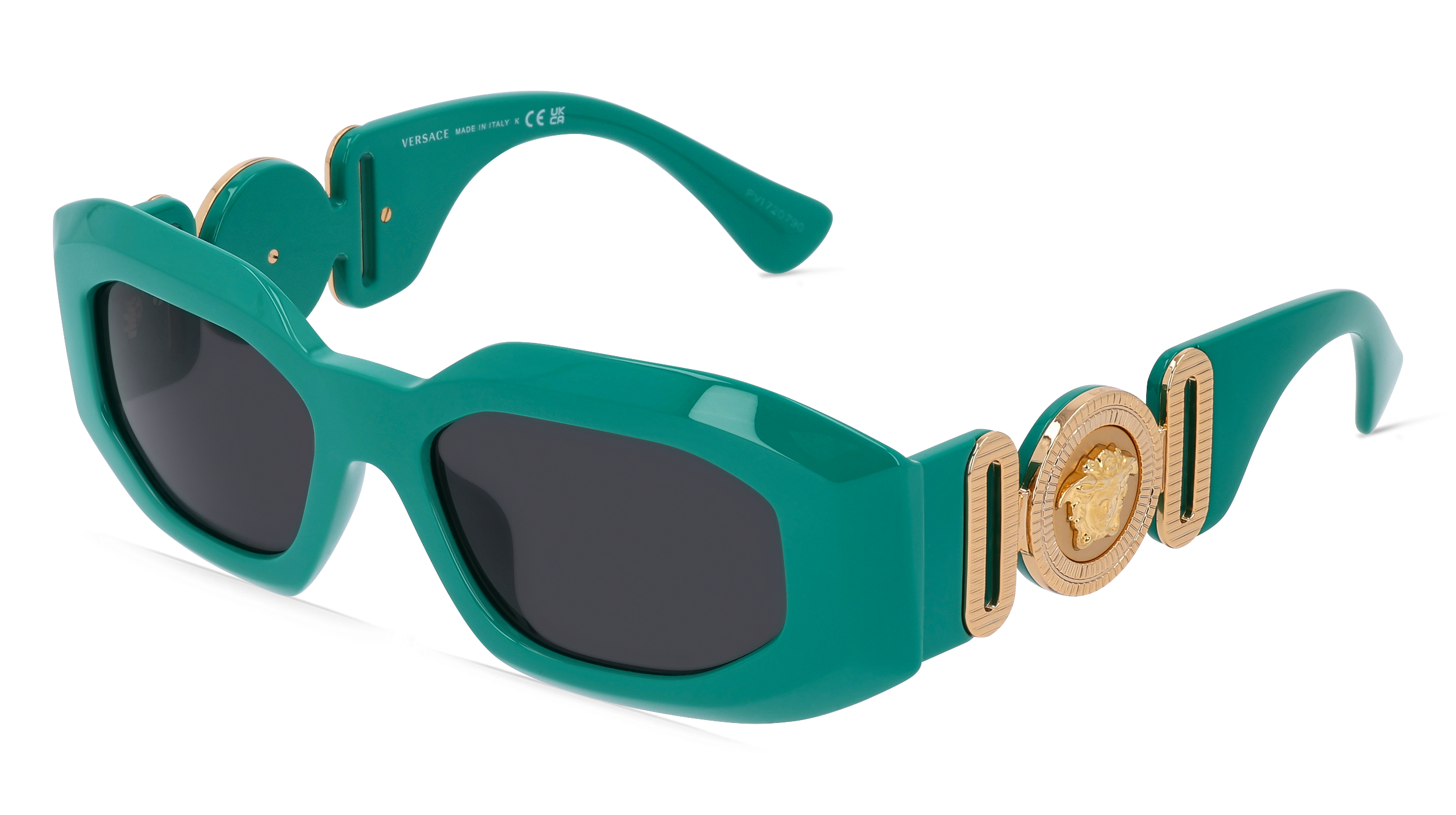 VERSACE VE4425U | Herren-Sonnenbrille | Mehreckig | Fassung: Kunststoff Grün | Glasfarbe: Grau