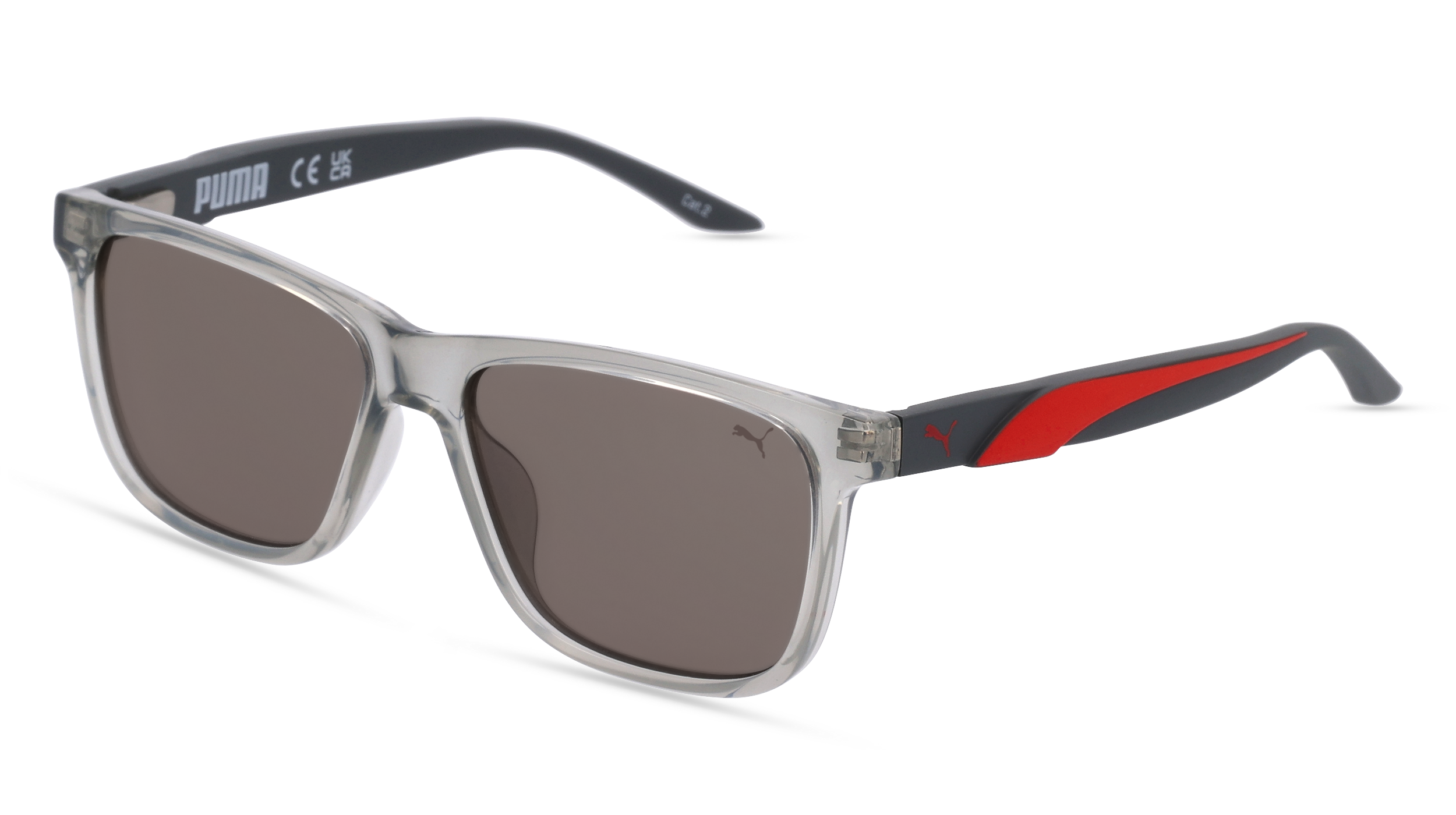 PUMA PJ0051S | Unisex-Sonnenbrille | Eckig | Fassung: Kunststoff Grau | Glasfarbe: Grau