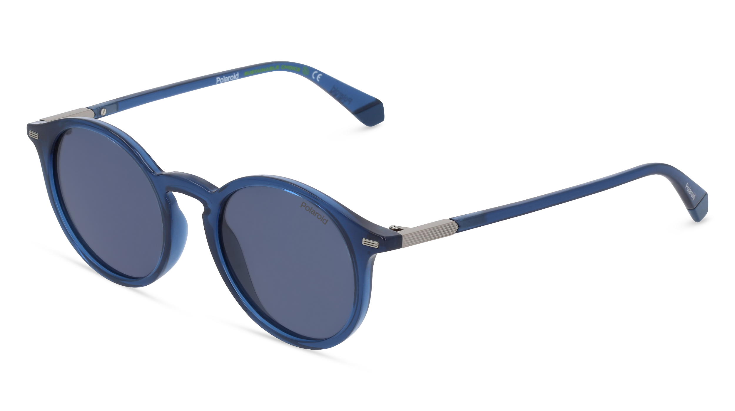 POLAROID PLD 2116/S | Unisex-Sonnenbrille | Rund | Fassung: Kunststoff Blau | Glasfarbe: Blau
