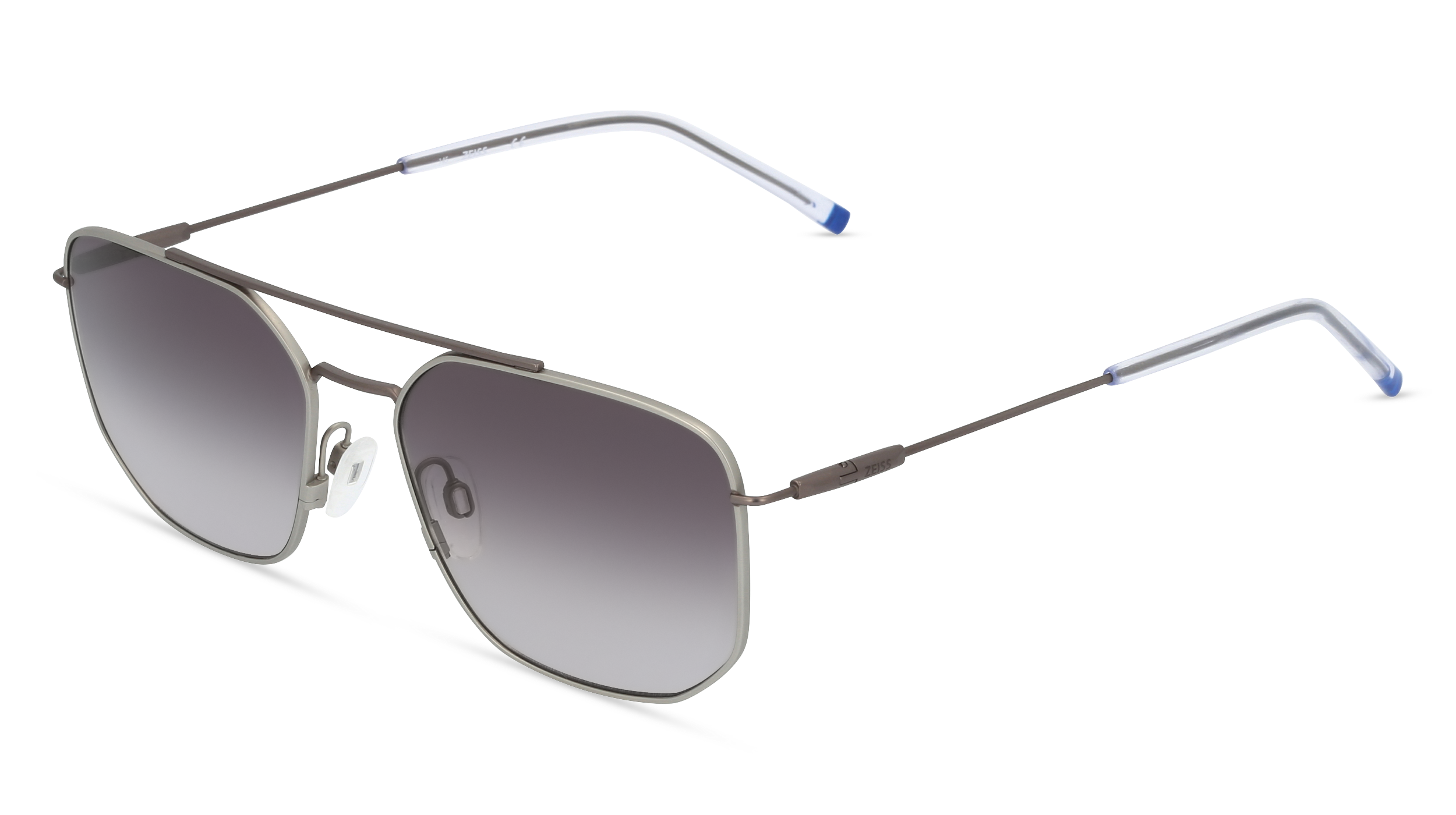 ZEISS ZS22106S | Herren-Sonnenbrille | Eckig | Fassung: Kunststoff Silberfarben | Glasfarbe: Grau