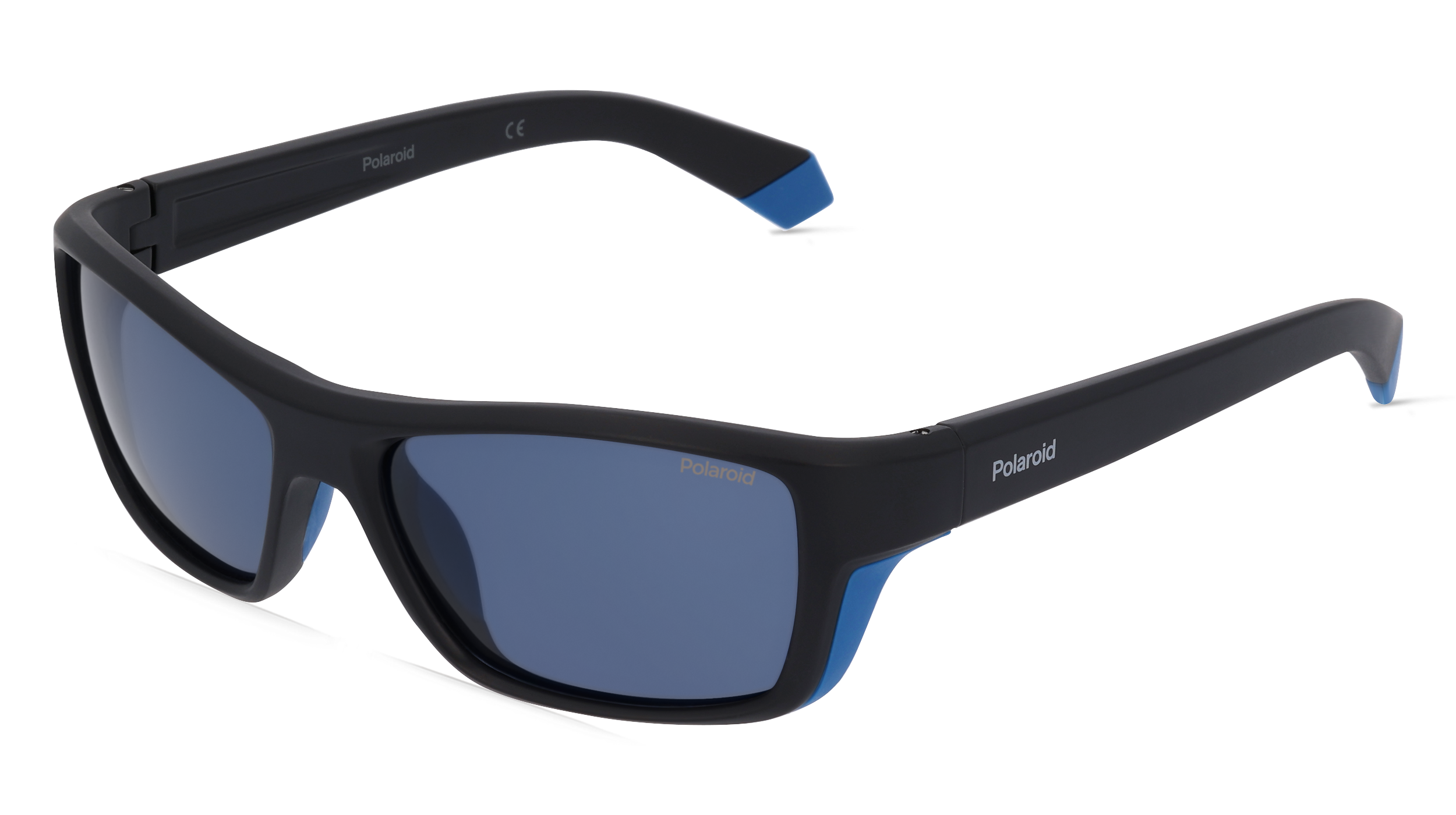 POLAROID PLD 7046/S | Unisex-Sonnenbrille | Eckig | Fassung: Kunststoff Schwarz | Glasfarbe: Blau