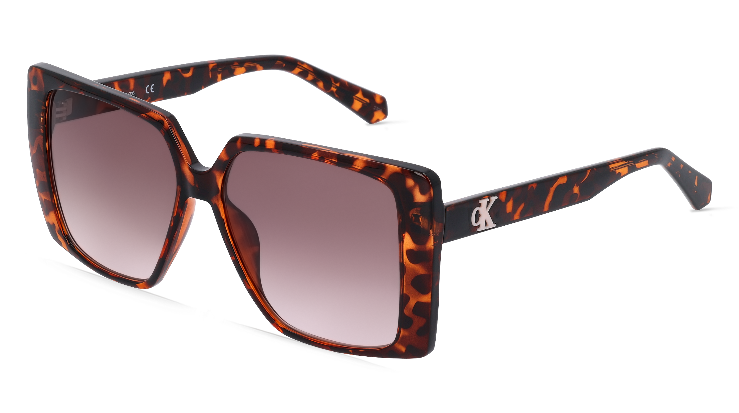 CALVIN KLEIN CKJ22607S | Damen-Sonnenbrille | Eckig | Fassung: Kunststoff Havanna | Glasfarbe: Braun