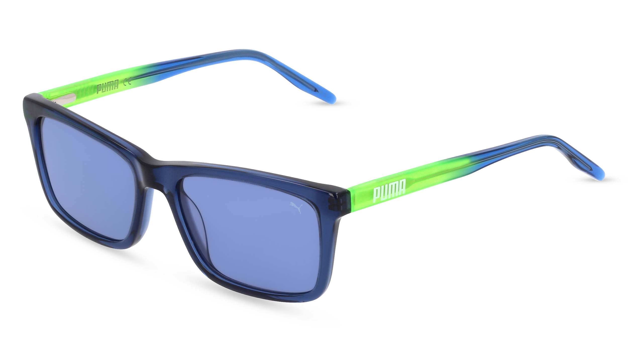 PUMA PJ0040S | Unisex-Sonnenbrille | Eckig | Fassung: Kunststoff Blau | Glasfarbe: Blau