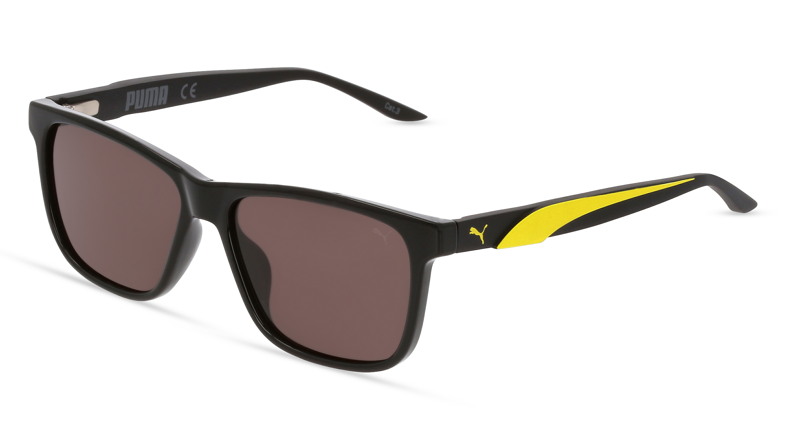 PUMA PJ0051S | Unisex-Sonnenbrille | Eckig | Fassung: Kunststoff Schwarz | Glasfarbe: Grau
