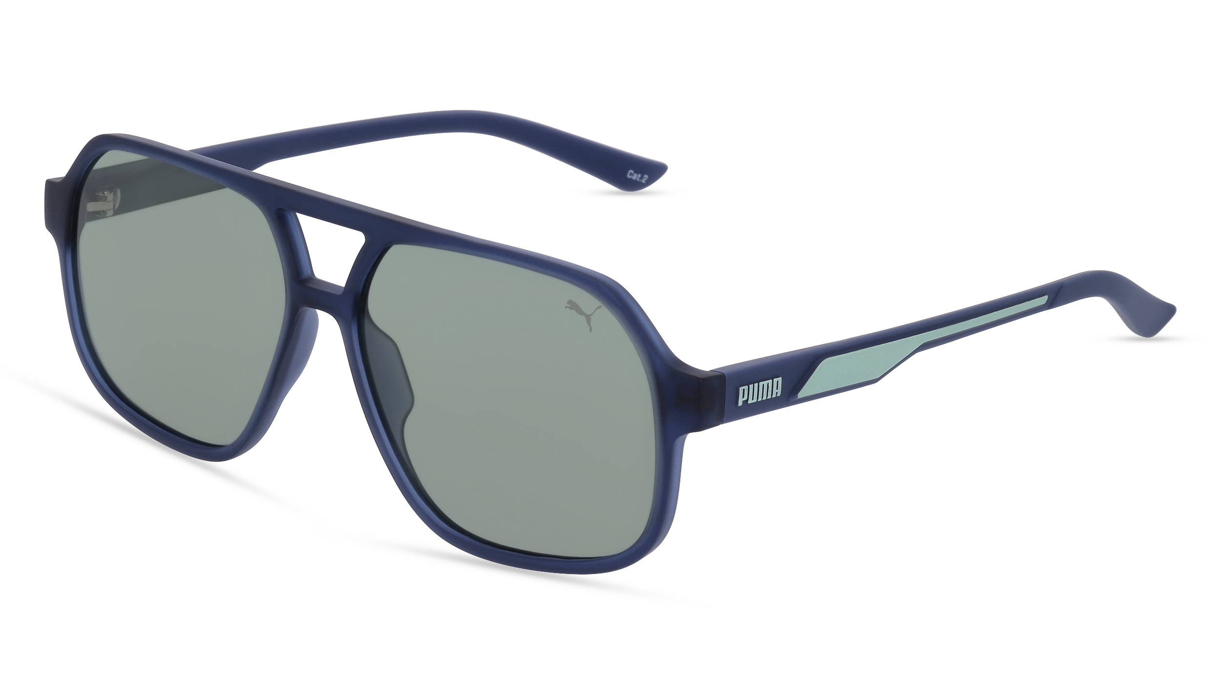 PUMA PU0368S | Herren-Sonnenbrille | Pilot | Fassung: Kunststoff Blau | Glasfarbe: Grün