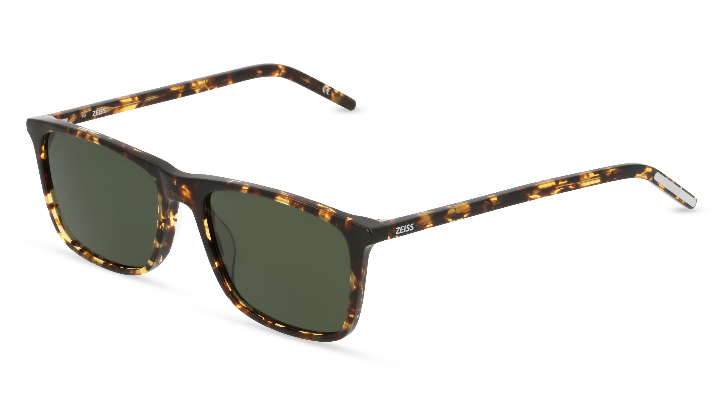 ZEISS ZS22508S | Herren-Sonnenbrille | Eckig | Fassung: Kunststoff Havanna | Glasfarbe: Grün
